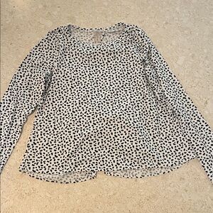 Chic Black and White Polka Dot Long Sleeve Top